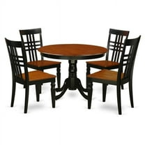 East West Furniture HLLG5-BCH-W Dining Set - 1 Table & 4 Cushion Seat Chairs, Black & Cherry - 5 Piece