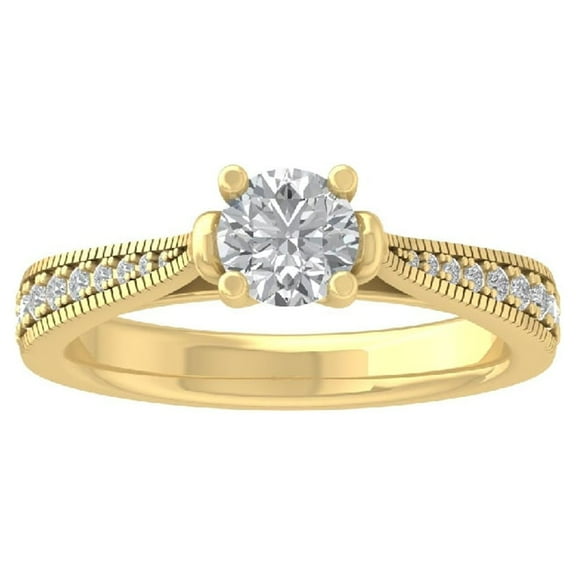 ARAIYA FINE JEWELRY 14K Yellow Gold Diamond Engagement Ring (1 cttw, I-J Color, I2-I3 Clarity) Size 6.5