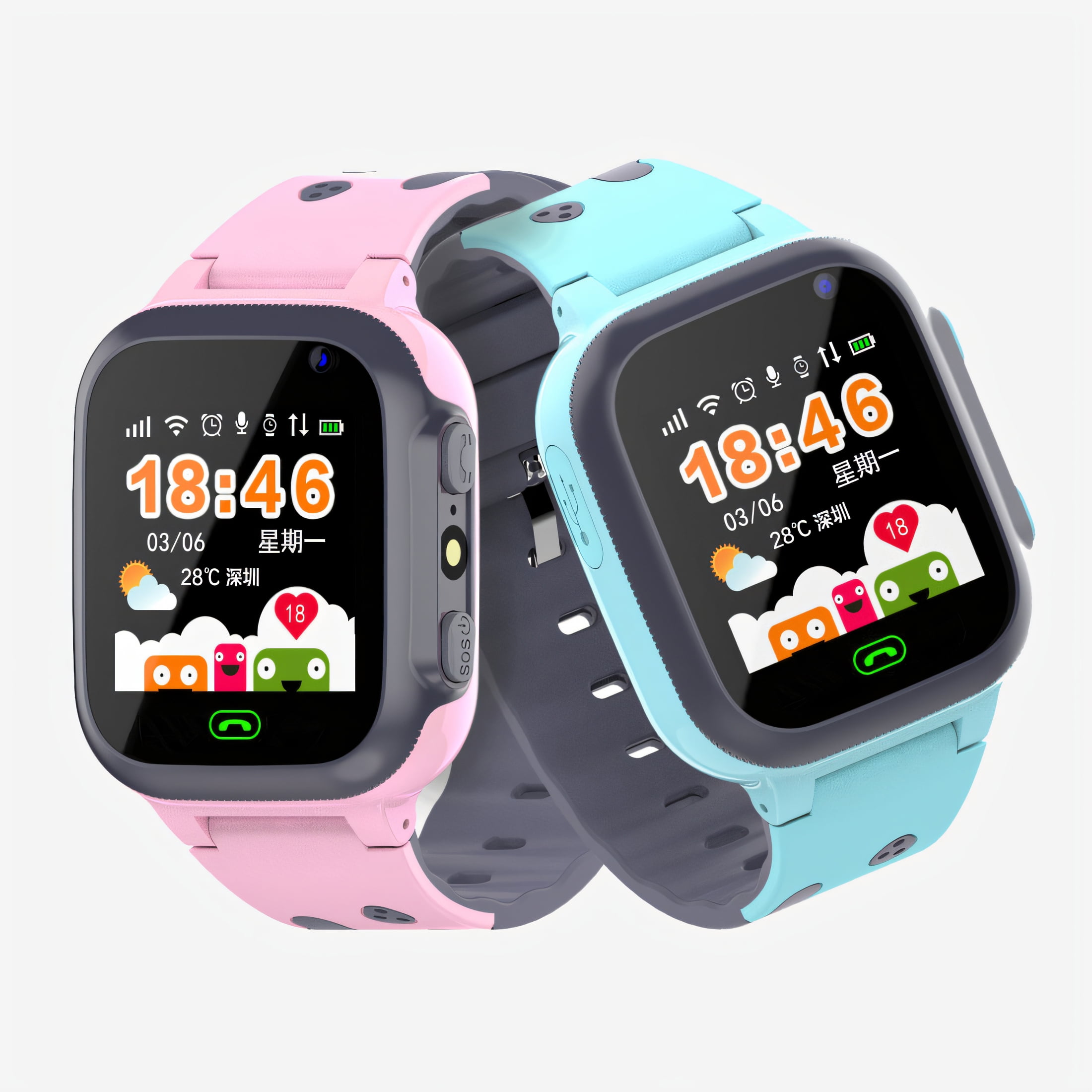 GJX Smart Watch for Kids,Real-Time Location Kids Smart Watch,Sos Button Watches for Kids,Pink,2G