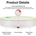 thumbnail image 4 of Rotating Display Stand with Type-C Power Cable, Motorized Turntable Adjustable Speed and Direction for Jewelry Photography, Spinning Platform for Product Shooting and Displaying (white, 5.9''), 4 of 8