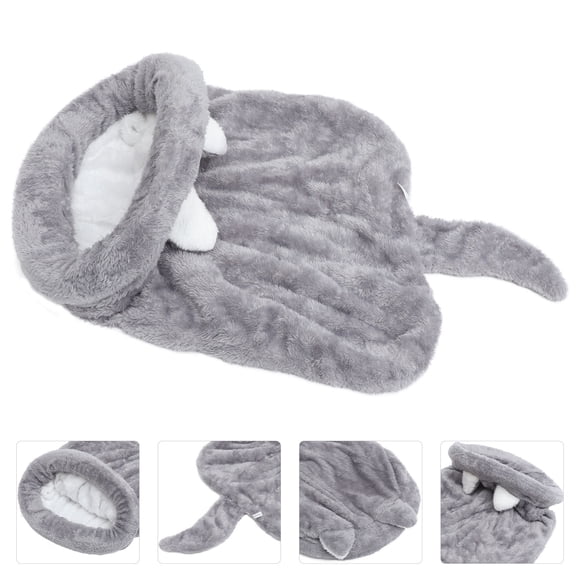 Hytrove Hideaway Pet Bed Warm Fabric Gray for Autumn 1Pcs