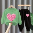 thumbnail image 2 of Tiweut Kid Outfits Valentine's Day Sweatshirt and Sweatpant Set Heart Printed Clothes Suit, 2 of 3