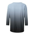thumbnail image 4 of Charella 3/4 Sleeve Tops for Women Summer Dressy Casual Button down Crew Neck Shirts Floral Printed Loose Fit Tunic Blouses (S, Gray), 4 of 7