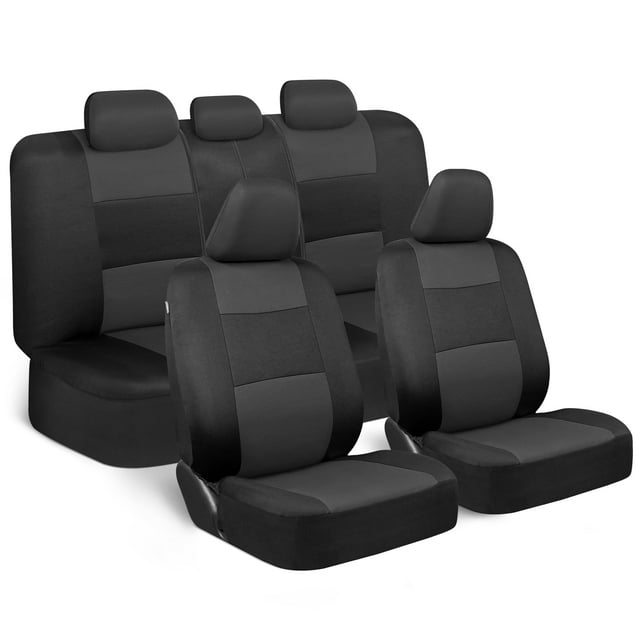 Juego completo de fundas para asientos de coche BDK PolyPro, color carbón sobre negro