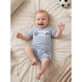 thumbnail image 5 of BemeyourBBs Toddler Baby Boy Football Outfit Infant Baby Boys Summer Clothes Waffled Striped Soccer Embroidered Short Sleeve T-Shirts and Pockets Shorts Set Toddler Baby Boys 2 Piece Summer Outfit, 5 of 9