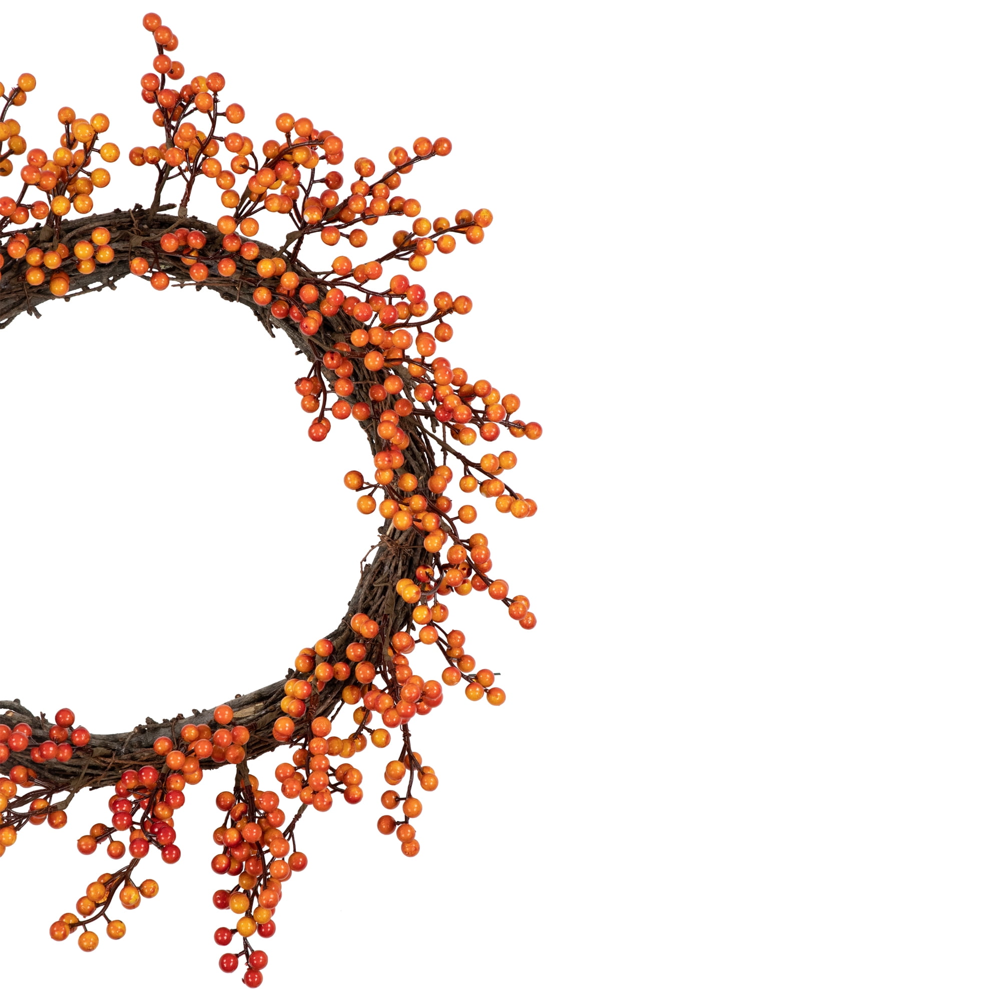 14" Autumn Harvest Decorative Artificial Orange Fall Berry Wreath - Unlit