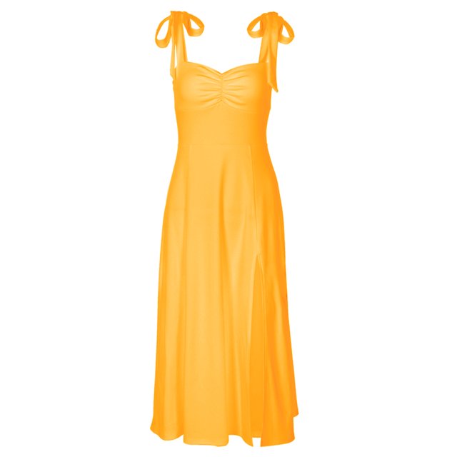 VISgogo Vestido largo para mujer, sin mangas, color sólido, dobladillo dividido, primavera, verano, informal, vestido de fiesta, SML VISgogo moda