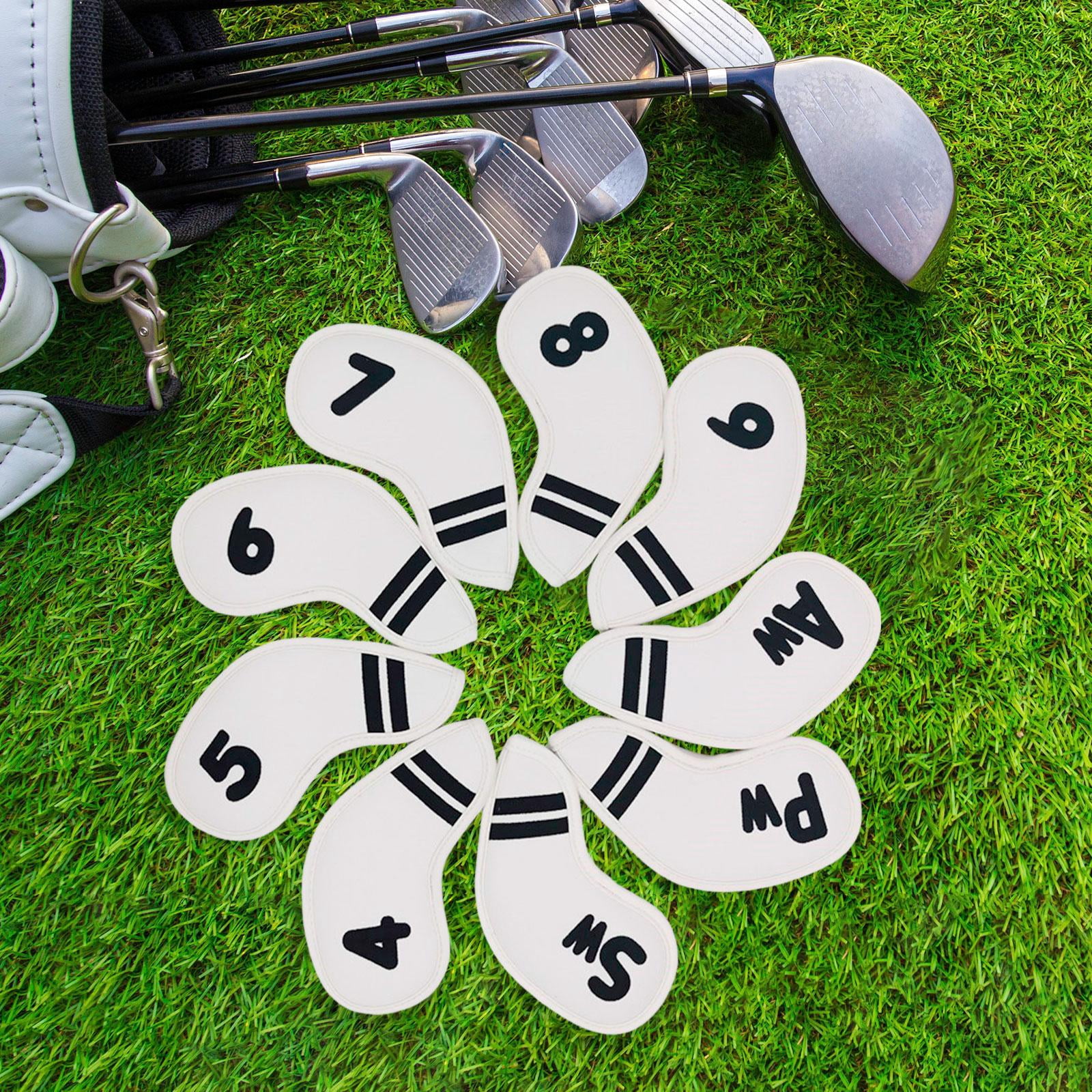 QccHieUs 9 Pcs Golf Club Head Covers, Mallet Putter Covers, Men's Protector, Premium white