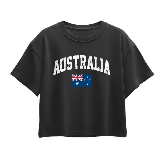 Instant Message - Australia Flag - Youth Girl Short Sleeve Boxy Tee