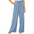 thumbnail image 2 of Sunloudy Pantalones casuales de pierna ancha para mujer, pantalones sueltos de longitud completa de cintura media atados de color sólido para damas, S / M / L / XL / XXL Sunloudy  S M L XL XXL, 2 of 9