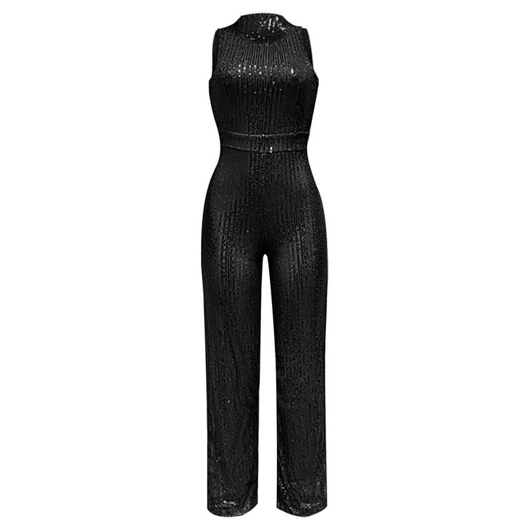 UVEASISHA Elegant Jumpsuit for Women Slim Fit Sleeveless Cocktail