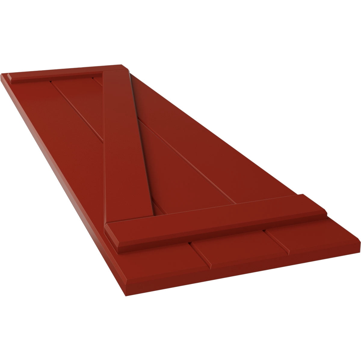 Ekena Millwork 16 1/8"W x 59"H True Fit PVC Three Board Joined Board-n-Batten Shutters w/Z-Bar, Fire Red (Per Pair - Hardware Not Included)