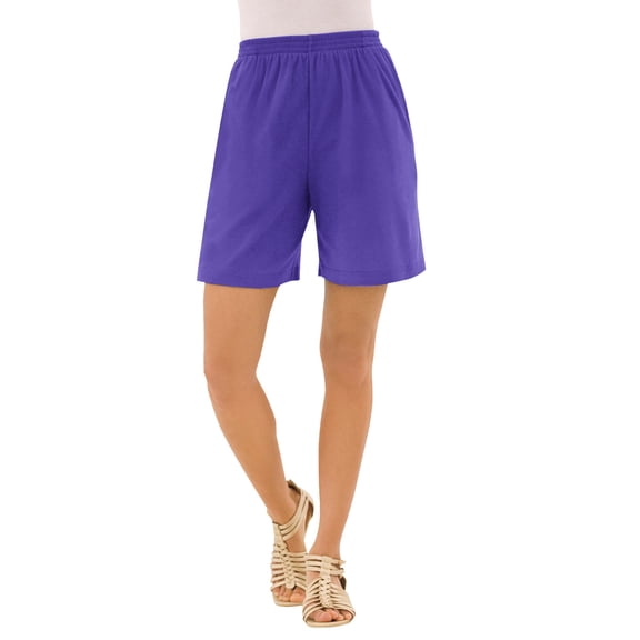 Roaman's Women's Plus Size Soft Knit Short Pull On Elastic Waist