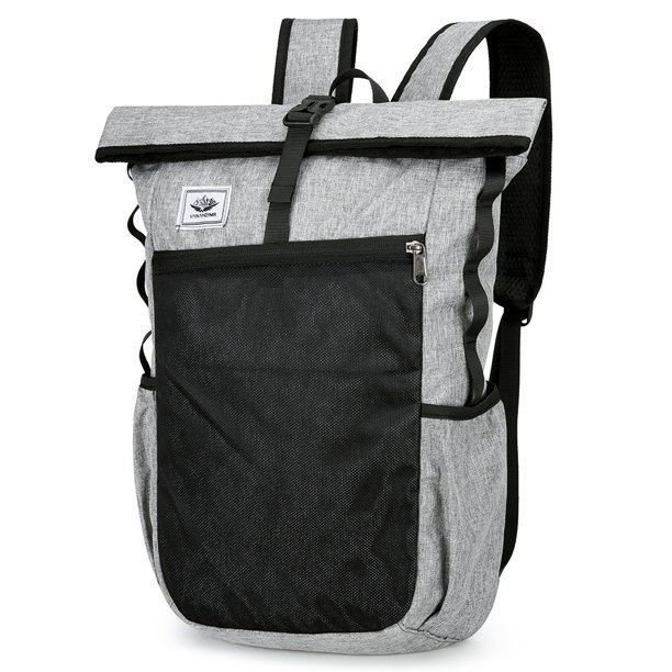 Mochila plegable ligera de 20 litros mochila de viaje para senderismo para hombres y mujeres gris claro