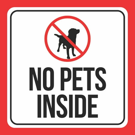 No Pets Inside Print Dog Picture Black White Red Public Notice Shop Retail Restaurant Office Business Signs,