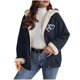 thumbnail image 2 of Ailaofu Women's Plus Rope Detail Oversized Hoodie Sherpa Zip Up Jacket, 2 of 7