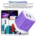 thumbnail image 4 of ABCPOW USB Wall Charger,USB Charger Block Adapter,2.1A/2PACK Dual Port Fast Charging Station Power Base Charger Block Plug for iPhone Wall Charger,Purple, 4 of 6