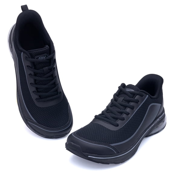 AOV Womens Wide Toe Box Walking Shoes Arch Support Running Shoe Plantar Fasciitis Tennis Sneakers Orthotic for Pain Relief BlackGrey Size 9