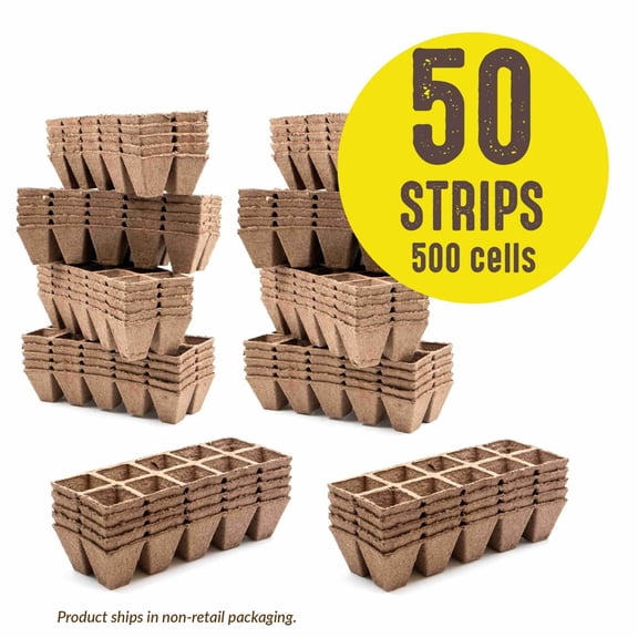 Jiffy Organic Seed Starting 10 Biodegradable Peat Strips (50 Strips - 500 Pot Cells)