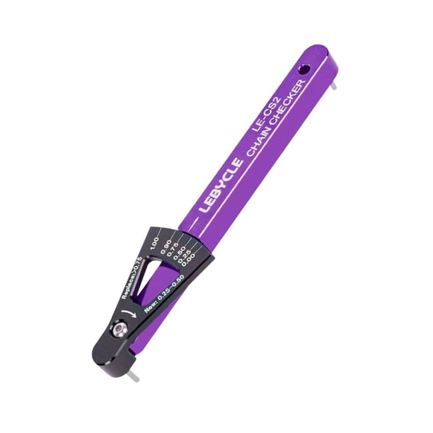 Soidarity Herramienta de calibre de cadena fácil de usar para comprobar con precisión el desgaste de la cadena Indicador de desgaste de la Ciclismo Púrpura 128x10mm