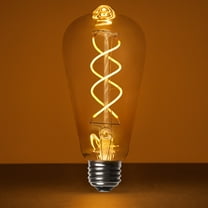Wintergreen Lighting ST64 FlexFilament LED Filament Bulb, 5W Vintage LED Edison Bulb, Antiqued Finish