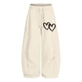 thumbnail image 4 of SJLDQY Girls Sweatpants Heart Graphic Baggy Pants Drawstring Waist Pants with Pockets, 4 of 5