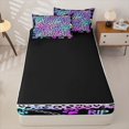 thumbnail image 4 of Castle Fairy Gradient Abstract Skull Zipper Queen Comforter Set with Fitted Sheet and 2 Pillowcases,Vibrant Leopard Print Zipper Bedding Set,Iridescent Pastel,4 Pieces,Black Reversible, 4 of 6