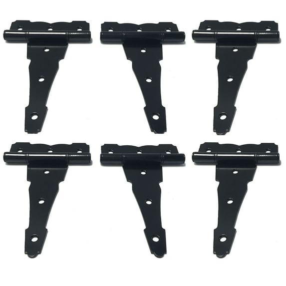 GD8010-ZB6 T-Strap Shed Hinge Gate Strap Heavy Duty Hinge Door Barn Gates Hinges, FENCE HINGE BLACK POWDER COATED, 6" THE PRICE FOR 6PC,PACK IN PP BAG,W/O SCREWS