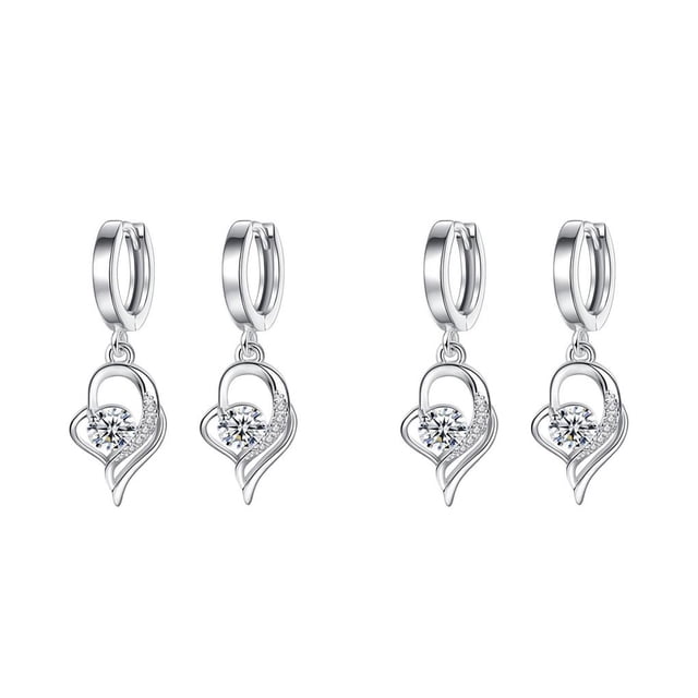 Sonducket 1 par de pendientes de aro con colgante de corazón, chicas estéticas, novia, boda, compromiso, joyería de moda, regalo Blanco 2Conjunto