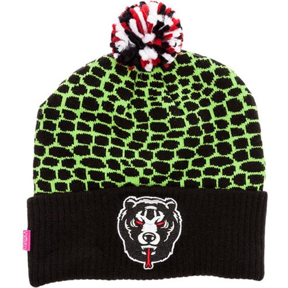 Mishka Mens The DA Snakebite Pom Beanie Hat, Verde, Talla única