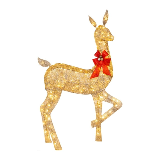 TISHITA Christmas Reindeers LED Lights Decorations Yard Ornament Glowing Warm White with Medium