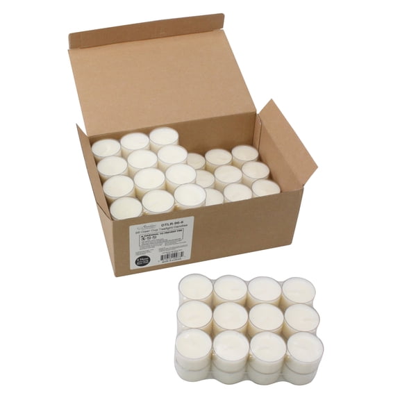 Stonebriar Tealight Candles, Unscented, Long Burning, Clear Cup, 6-7 Hour Burn Time, White, 96 Pack