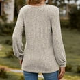 thumbnail image 4 of JGGSPWM Women Long Sleeve Henley Shirts Ribbed Knit Button Up V Neck Basic Slim Fitted Tunic Sweater Tops Khaki L, 4 of 4