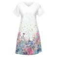 thumbnail image 4 of Azrian Fashion Women's Elegant V-Neck Casual Party Short Sleeve Floral Print Dress Summer Under $10, 4 of 4
