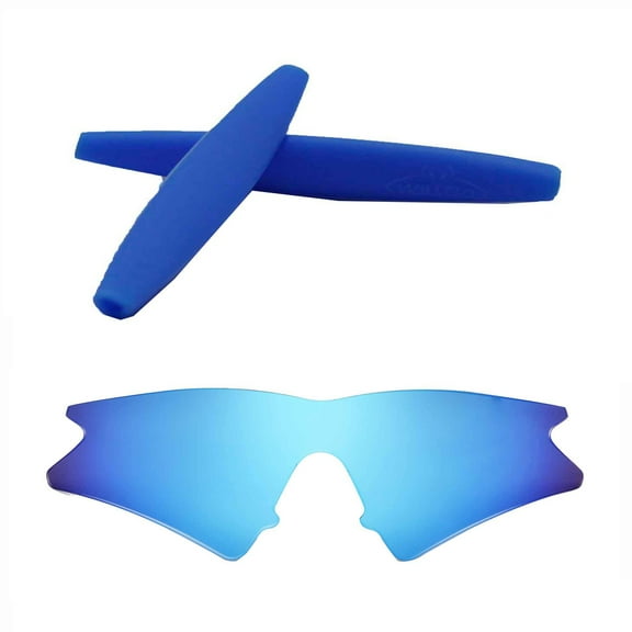 Walleva Ice Blue Replacement Lenses And Blue Earsocks For Oakley M Frame Sweep Sunglasses