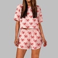 thumbnail image 2 of Bovxnpu Womens Pajamas Set 2 Piece Loungewear Set Short Sleeve Shorts Pajama Set Soft Comfortable Loungewear, 2 of 5