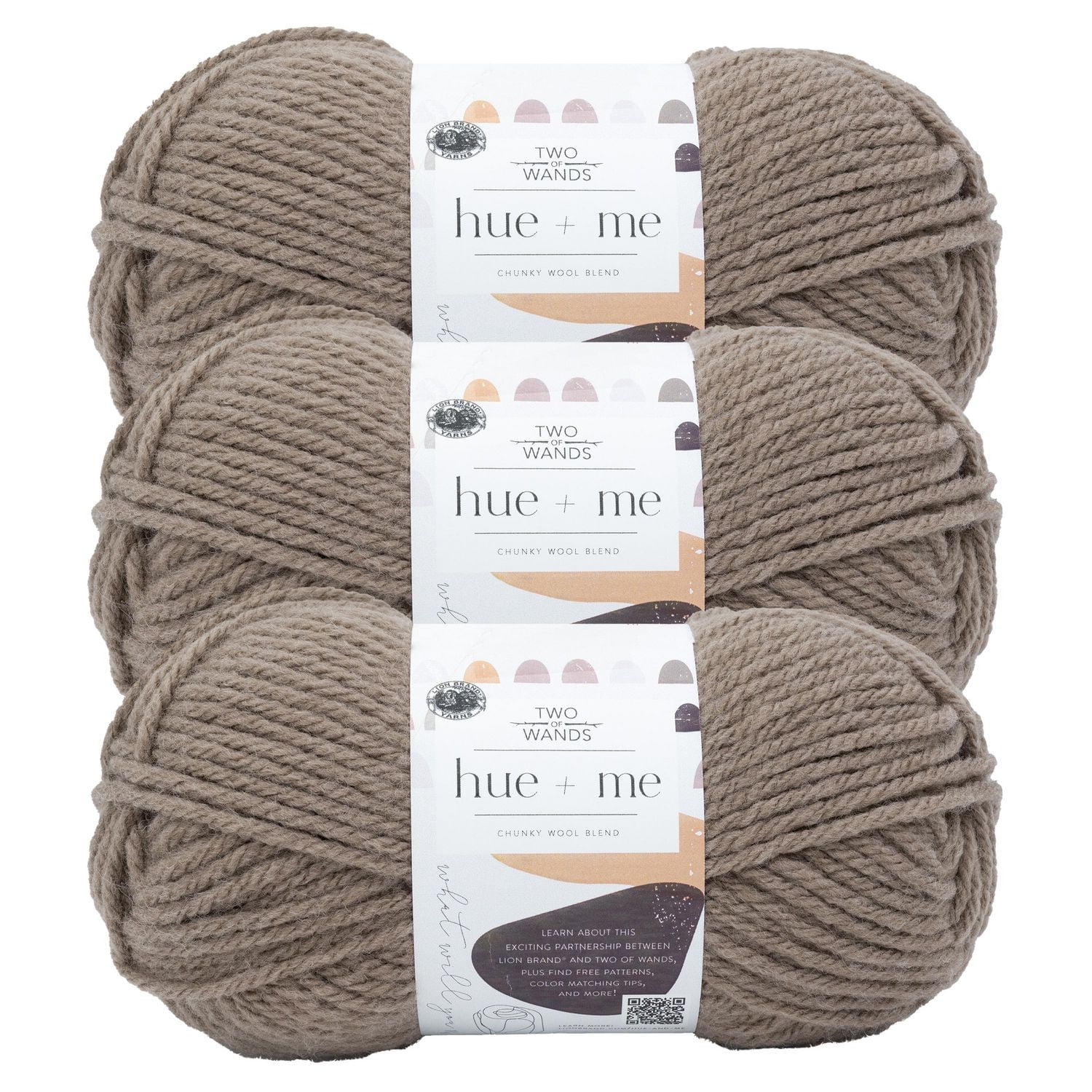 Lion Brand Hue + Me Yarn Warm Stone #5 Bulky/Chunky Yarn 125g/125m 3-Pack