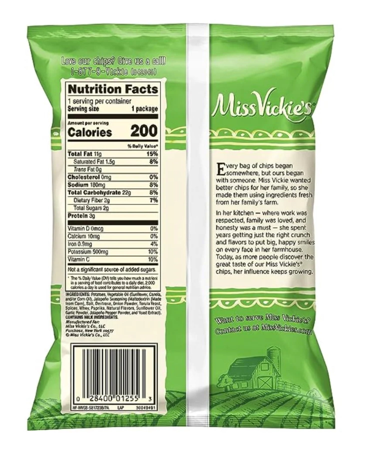 Miss Vickie's Kettle Cooked Potato Chips Jalapeno Flavored 1 3/8 Oz