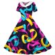 thumbnail image 5 of Vestido de manga corta con cuello vuelto para niñas Vestido elástico de manga corta para niñas Vestido skater con volantes de corte A Vestido de recital escolar Vestido de manga corta con cuello vuelt, 5 of 6