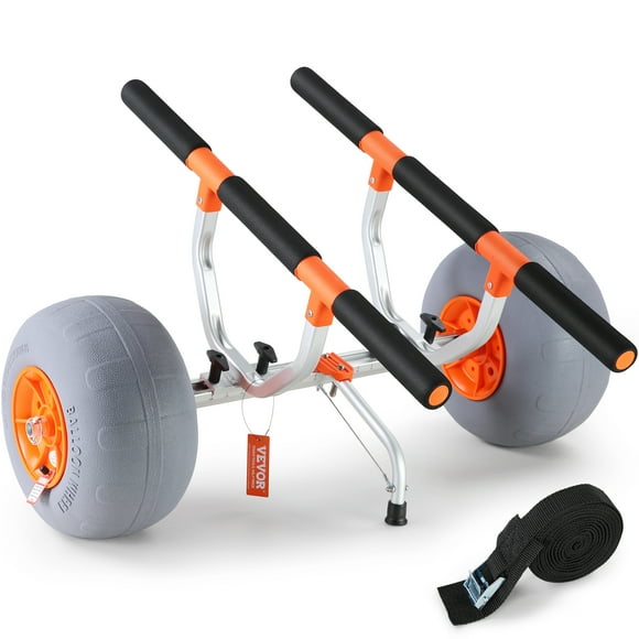 VEVOR Heavy Duty Kayak Cart, Foldable Canoe Trolley Cart with 12'' Tires, Adjustable Width 6.69"-17.32", 350 lb Weight Capacity Kayak Trolley for Kayaks Canoes Paddleboards Float Mats Jon Boats