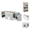 thumbnail image 1 of Gymax Ensemble Table et 2 Chaises pour Enfants 4-en-1 Bureau et Chaise avec Rangement Gris + Blanc, 1 of 10