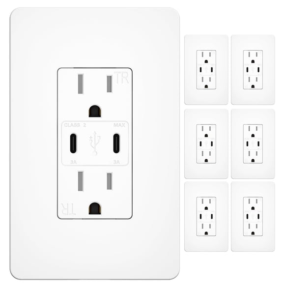 Amico Chargeur Rapide USB 6 Pack, USB-PD3.0 avec Double USB C (Max 30W & 21W), Station de Charge Résistante au Tassage 15A pour Téléphone, Tablette, Smartwatch