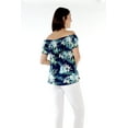 thumbnail image 2 of Women's Hawaiian Off-Shoulder Ruffle Muumuu Top in Orchid Breeze Navy M, 2 of 5