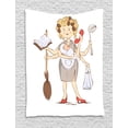 thumbnail image 1 of Mothers Day Tapestry, Woman with Many Heads Busy Routine of a Housewife Theme Cartoon Design, Wall Hanging for Bedroom Living Room Dorm Decor, 40W X 60L Inches, Multicolor, by Ambesonne, 1 of 2