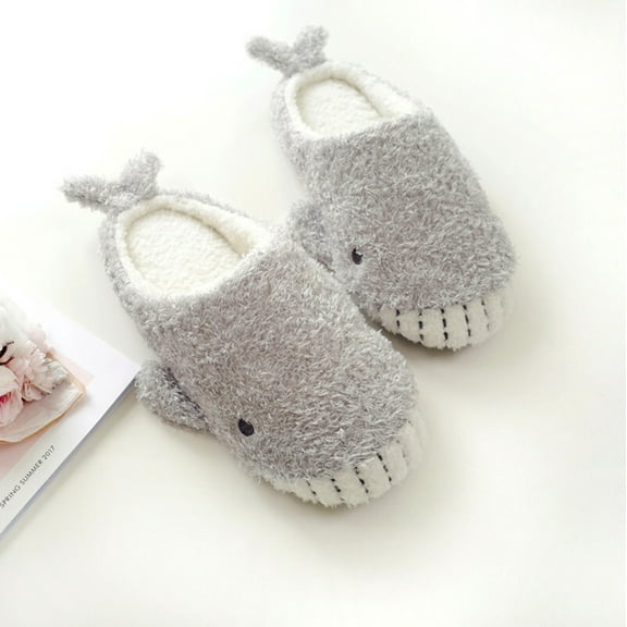 DrifWoo Women's Cute Animal Whale Slippers Closed Toe Quiet Anti-Slip Shoes