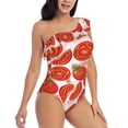 thumbnail image 3 of Pofeuu Tomatoes Print Women's One Piece Swimsuits One Shoulder Swimwear Asymmetric Ruffle Monokinis Bathing Suits-Medium, 3 of 6