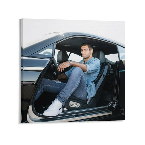 Jimmy Garoppolo Poster American Football Superstar Wall Art Poster Scroll Canvas Painting Picture Living Room Decor Home 16x16inch(40x40cm)