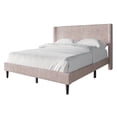 thumbnail image 3 of Castle Place Modern Wingback Corduroy Velvet Upholstered King Platform Bed, Light Pink, 3 of 11