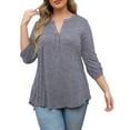 thumbnail image 5 of VERABENDI Women's Plus Size Tops 3/4 Sleeve Shirts Dressy Casual Metal Buckle V-Neck Tunic Blouses,M-4XL, 5 of 11