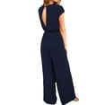 thumbnail image 3 of Combinaison d'Été pour Femmes, Col en V, Manches Courtes, Pantalon Décontracté Simple, 3 of 3